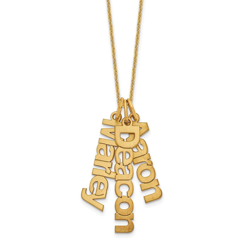 14K Gelbgold Gebürstet 3 Name Charm Halskette