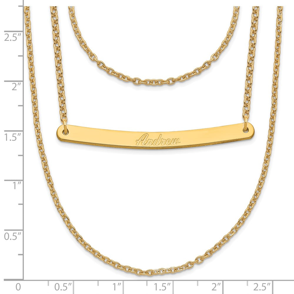 Vergoldet Sterlingsilber /gold Gebürstet 3 Kette 1 Stab Halskette