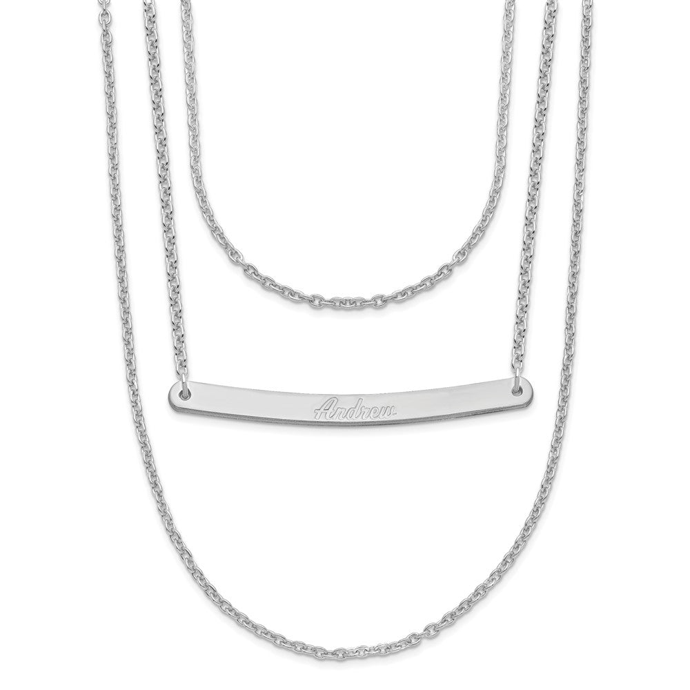 Sterlingsilber Silber/rhodiniert Gebürstet 3 Kette 1 Stab Halskette