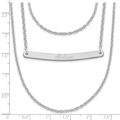 Sterlingsilber Silber/rhodiniert Gebürstet 3 Kette 1 Stab Halskette