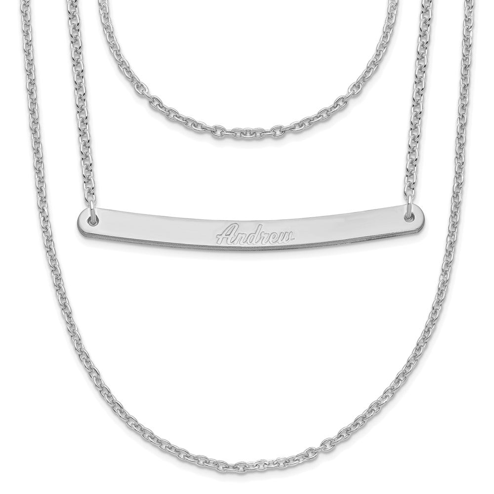 Sterlingsilber Silber/rhodiniert Gebürstet 3 Kette 1 Stab Halskette
