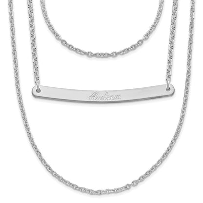 Sterlingsilber Silber/rhodiniert Gebürstet 3 Kette 1 Stab Halskette