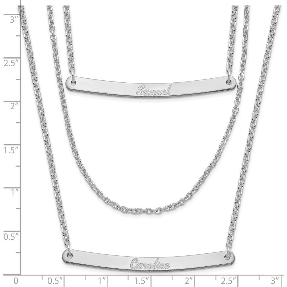 Sterlingsilber Silber/rhodiniert Gebürstet 3 Kette 2 Stab Halskette