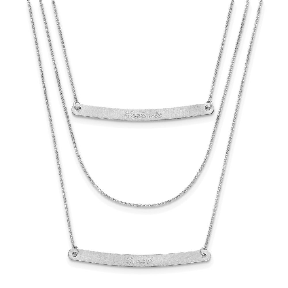 14K Weißgold Gebürstet 3 Kette 2 Stab Halskette