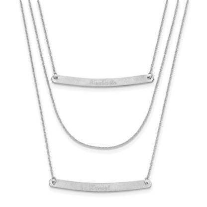 14K Weißgold Gebürstet 3 Kette 2 Stab Halskette