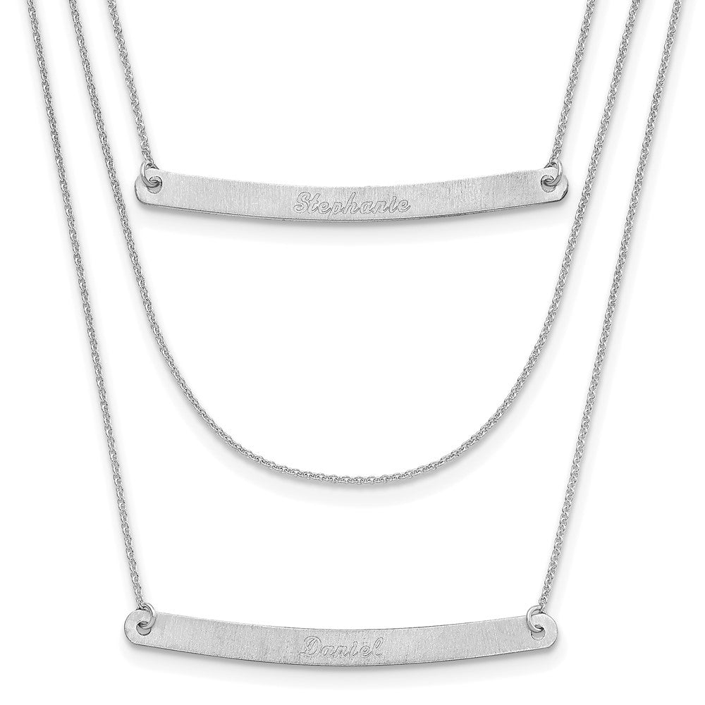14K Weißgold Gebürstet 3 Kette 2 Stab Halskette