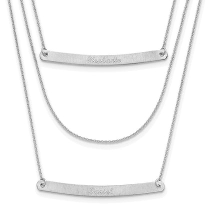 14K Weißgold Gebürstet 3 Kette 2 Stab Halskette