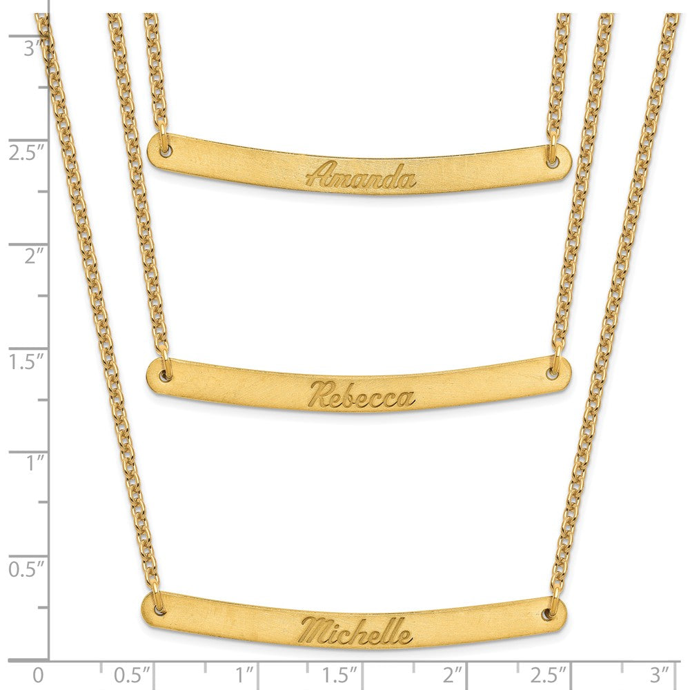 Vergoldet Sterlingsilber /gold Gebürstet 3 Kette Stab Halskette