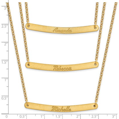 Vergoldet Sterlingsilber /gold Gebürstet 3 Kette Stab Halskette