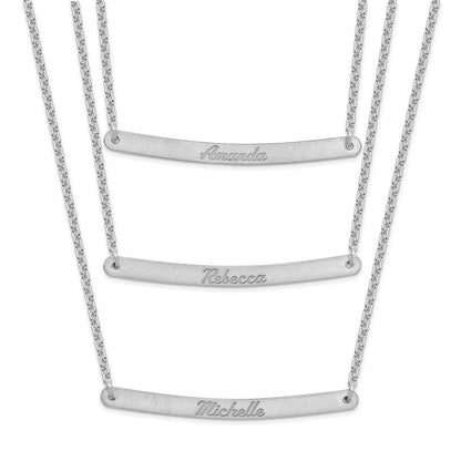 Sterlingsilber Silber/rhodiniert Gebürstet 3 Kette Stab Halskette