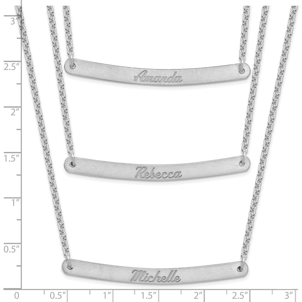 Sterlingsilber Silber/rhodiniert Gebürstet 3 Kette Stab Halskette