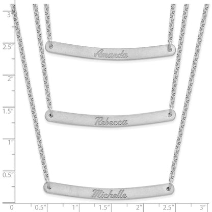 Sterlingsilber Silber/rhodiniert Gebürstet 3 Kette Stab Halskette