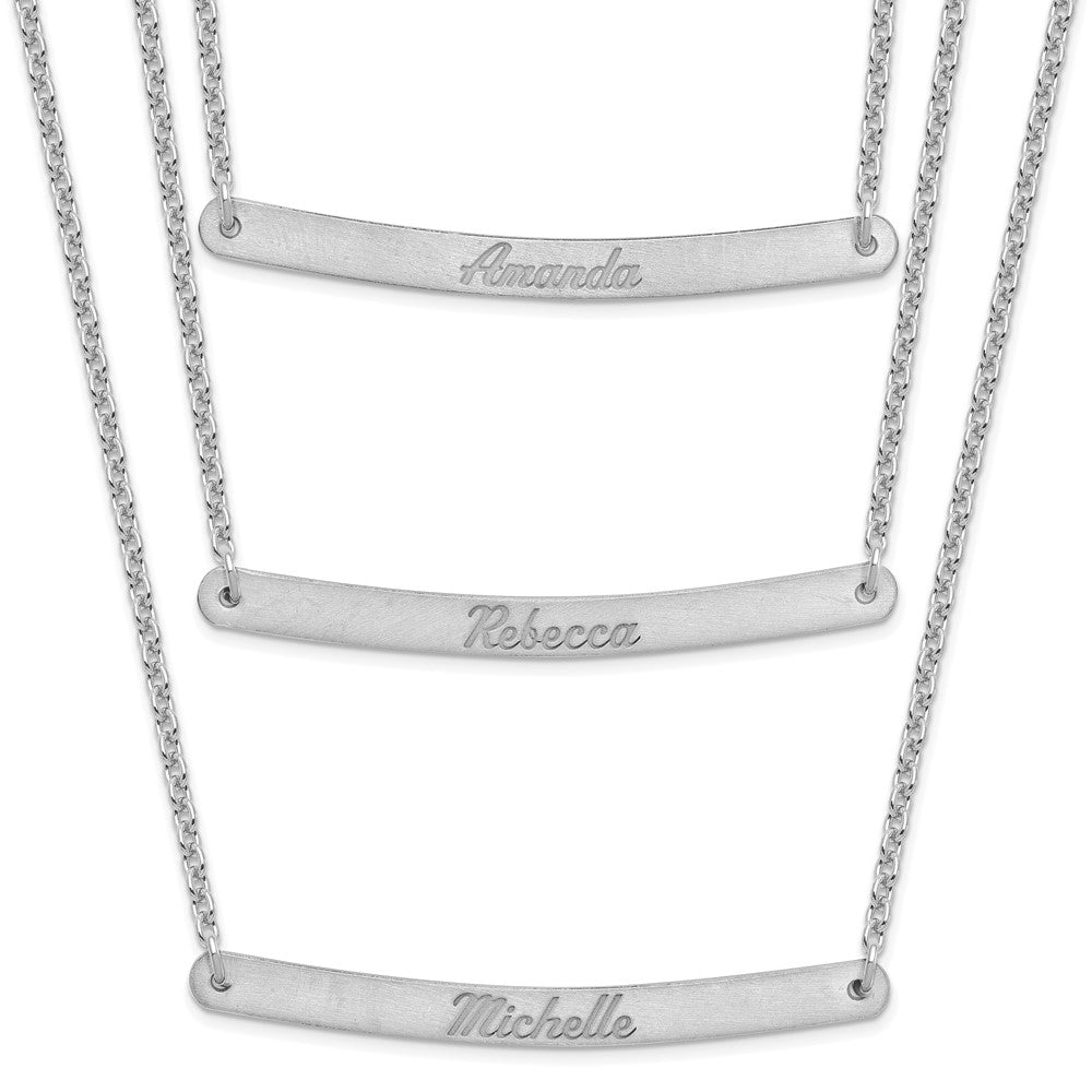 Sterlingsilber Silber/rhodiniert Gebürstet 3 Kette Stab Halskette