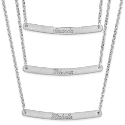 Sterlingsilber Silber/rhodiniert Gebürstet 3 Kette Stab Halskette