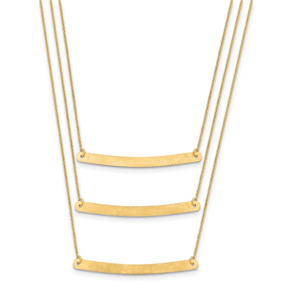 14K Gelbgold Gebürstet 3 Kette Stab Halskette