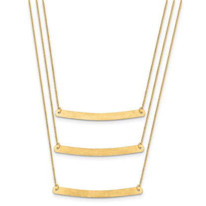14K Gelbgold Gebürstet 3 Kette Stab Halskette