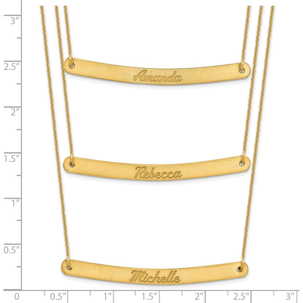 14K Gelbgold Gebürstet 3 Kette Stab Halskette