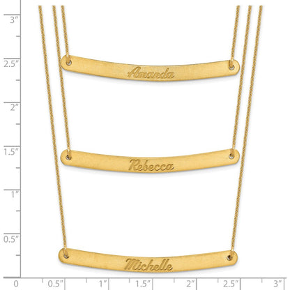 14K Gelbgold Gebürstet 3 Kette Stab Halskette