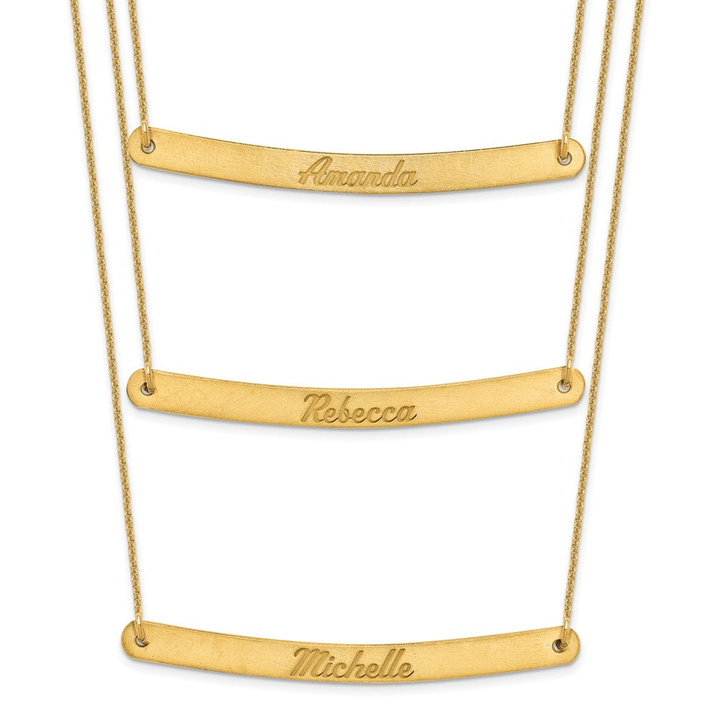 14K Gelbgold Gebürstet 3 Kette Stab Halskette