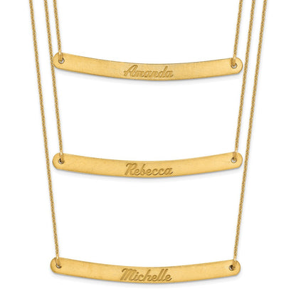 14K Gelbgold Gebürstet 3 Kette Stab Halskette