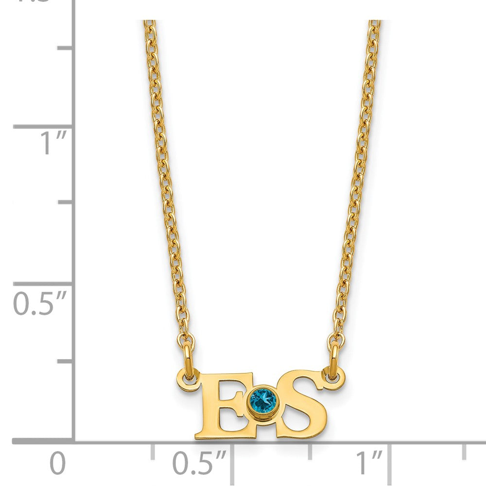Vergoldet 2 Initials mit 14K Zargenfassung Geburtsstein Halskette