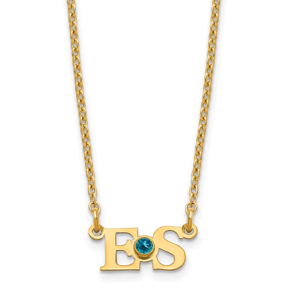 Vergoldet 2 Initials mit 14K Zargenfassung Geburtsstein Halskette