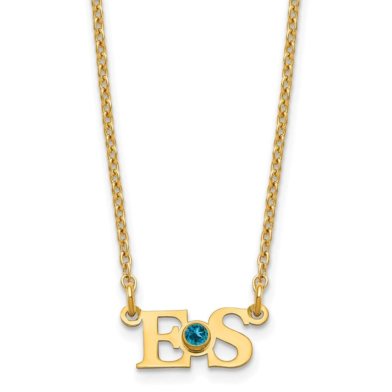 Vergoldet 2 Initials mit 14K Zargenfassung Geburtsstein Halskette