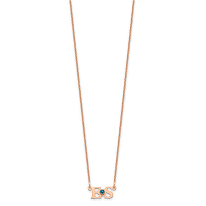 14K Roségold 2 Initials mit Zargenfassung Geburtsstein Halskette
