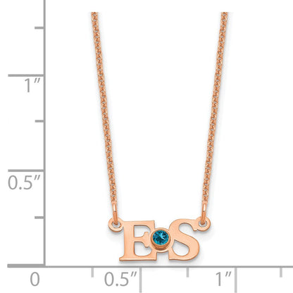 14K Roségold 2 Initials mit Zargenfassung Geburtsstein Halskette