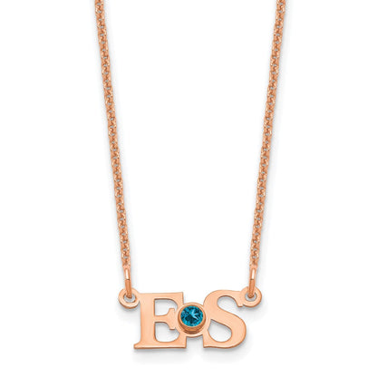 14K Roségold 2 Initials mit Zargenfassung Geburtsstein Halskette
