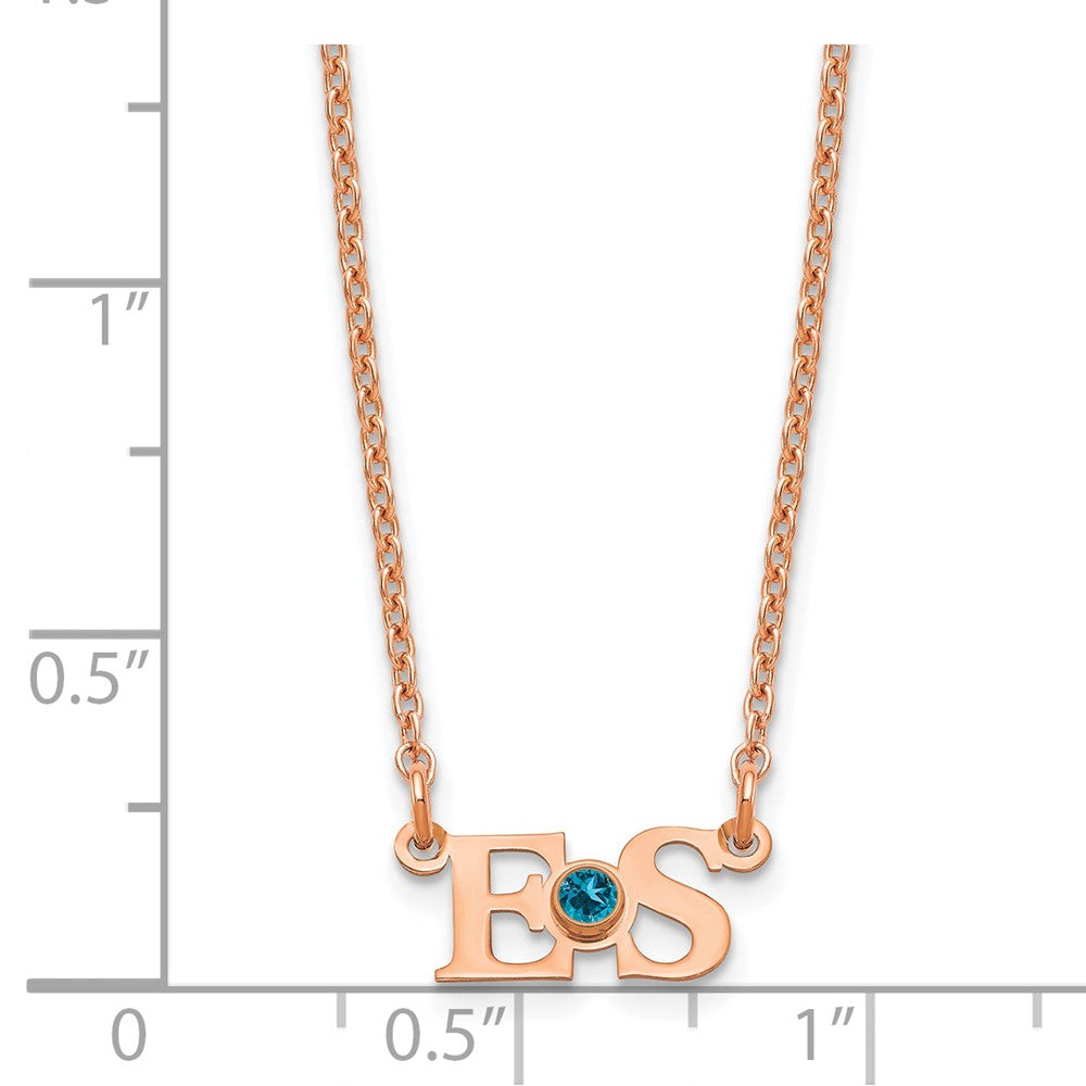 Roségoldbeschichtet 2 Initials 14K Zargenfassung Geburtsstein Halskette