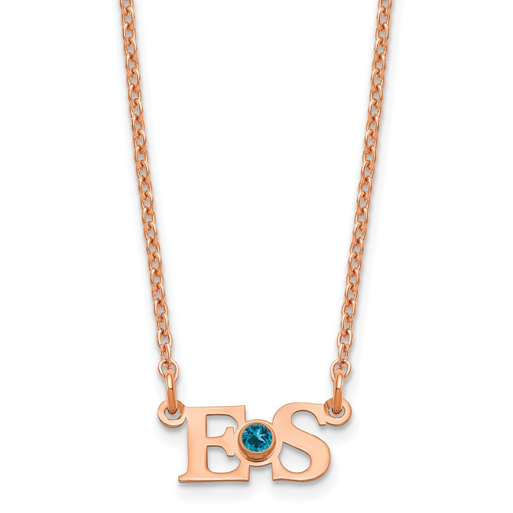 Roségoldbeschichtet 2 Initials 14K Zargenfassung Geburtsstein Halskette