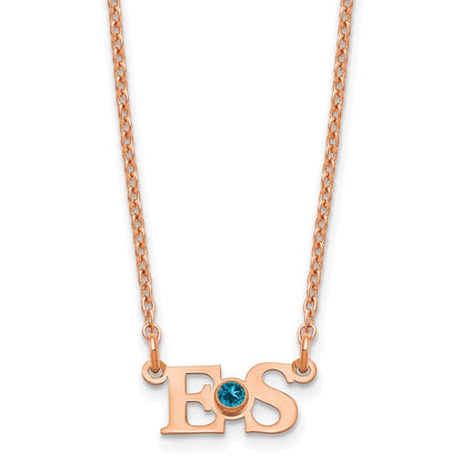 Roségoldbeschichtet 2 Initials 14K Zargenfassung Geburtsstein Halskette