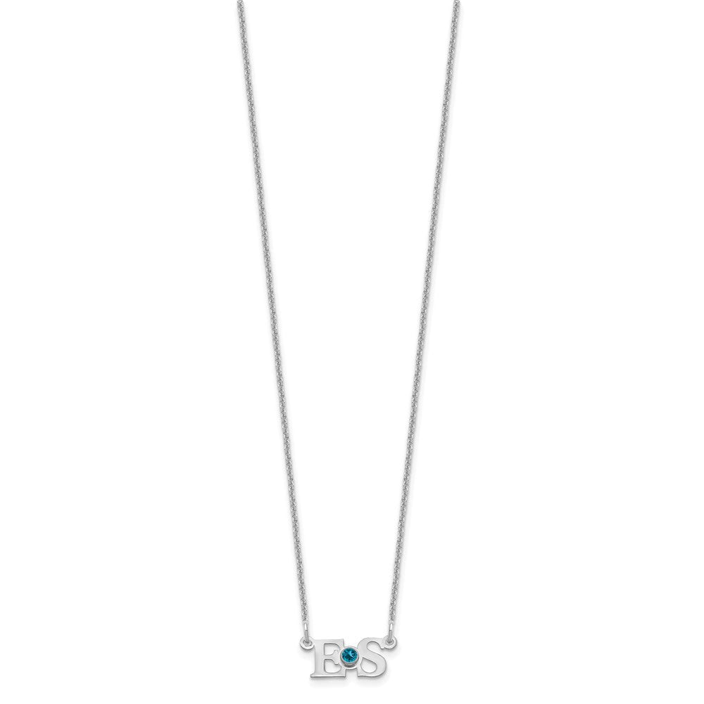 14K Weißgold Wg 2 Initials 14K/rhodiniert Zargenfassung Geburtsstein Halskette