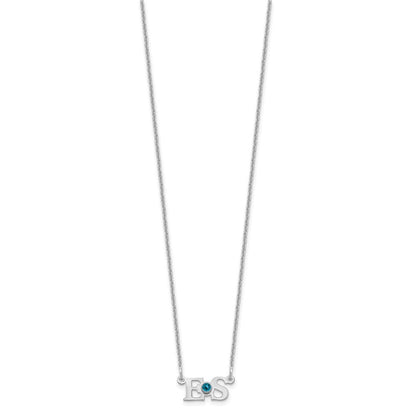 14K Weißgold Wg 2 Initials 14K/rhodiniert Zargenfassung Geburtsstein Halskette