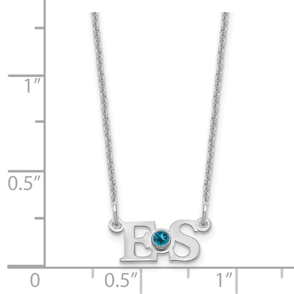 14K Weißgold Wg 2 Initials 14K/rhodiniert Zargenfassung Geburtsstein Halskette