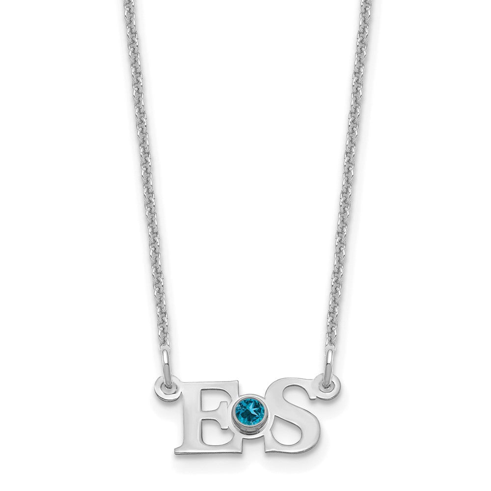 14K Weißgold Wg 2 Initials 14K/rhodiniert Zargenfassung Geburtsstein Halskette