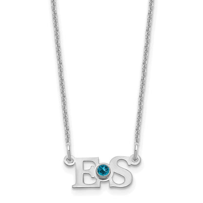 14K Weißgold Wg 2 Initials 14K/rhodiniert Zargenfassung Geburtsstein Halskette