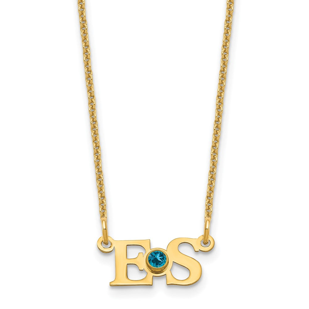 14K Gelbgold Yg 2 Initials 14K/rhodiniert Zargenfassung Geburtsstein Halskette