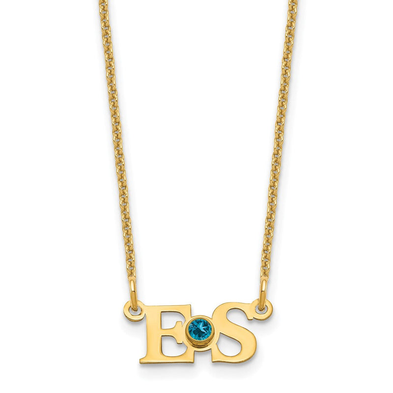 14K Gelbgold Yg 2 Initials 14K/rhodiniert Zargenfassung Geburtsstein Halskette