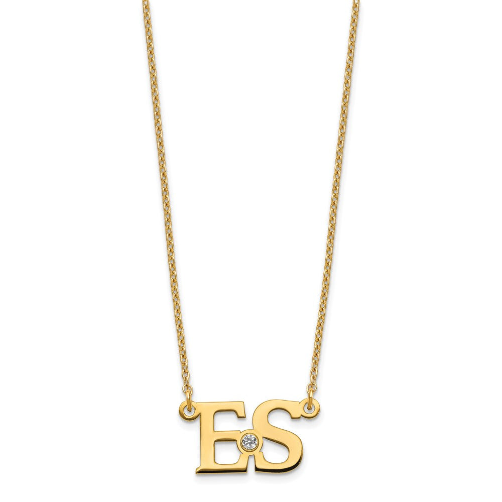 Vergoldet 2 Initials mit 14K Zargenfassung Geburtsstein Halskette
