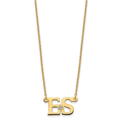 Vergoldet 2 Initials mit 14K Zargenfassung Geburtsstein Halskette