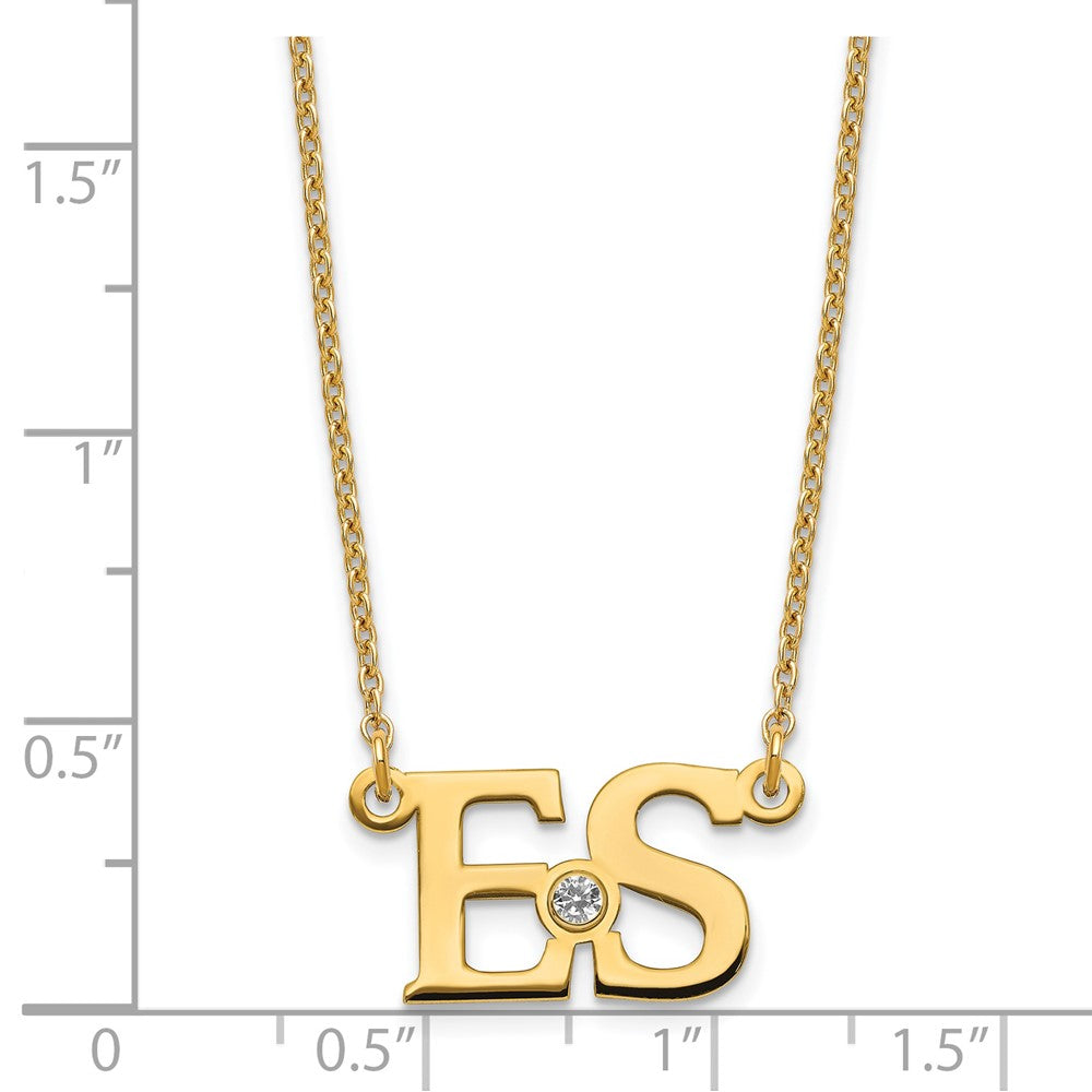 Vergoldet 2 Initials mit 14K Zargenfassung Geburtsstein Halskette