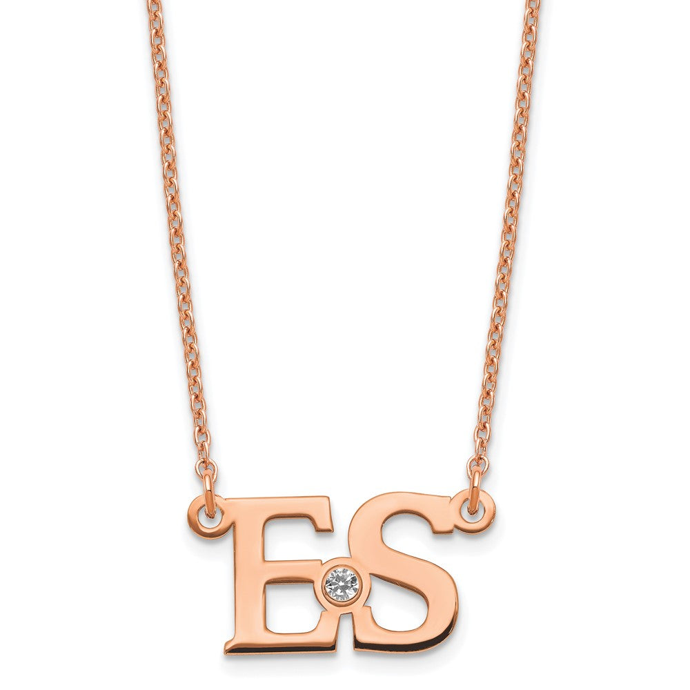 Roségoldbeschichtet 2 Initials 14K Zargenfassung Geburtsstein Halskette