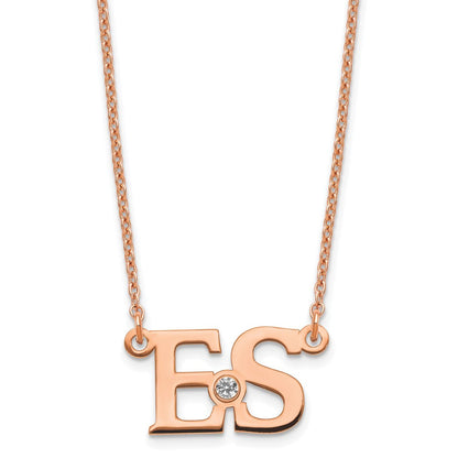 Roségoldbeschichtet 2 Initials 14K Zargenfassung Geburtsstein Halskette