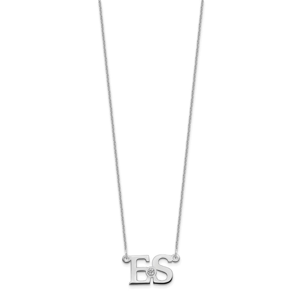 14K Weißgold Wg 2 Initials 14K/rhodiniert Zargenfassung Geburtsstein Halskette