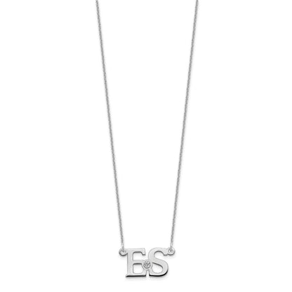 14K Weißgold Wg 2 Initials 14K/rhodiniert Zargenfassung Geburtsstein Halskette
