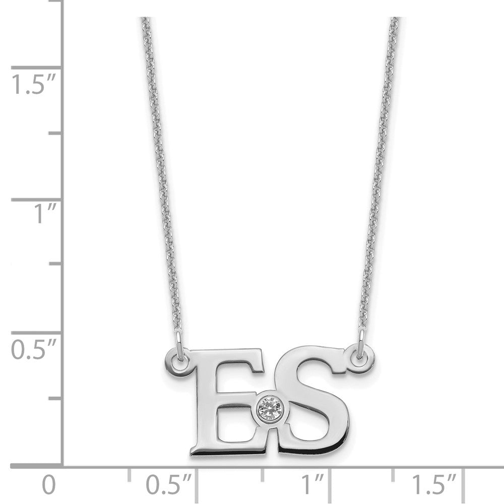 14K Weißgold Wg 2 Initials 14K/rhodiniert Zargenfassung Geburtsstein Halskette