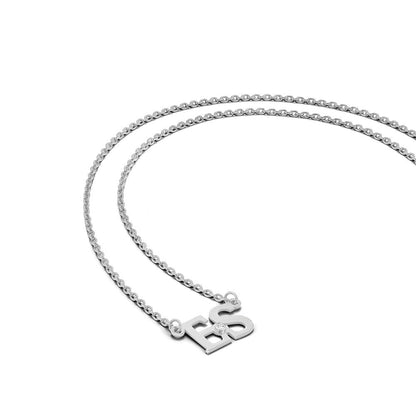 14K Weißgold Wg 2 Initials 14K/rhodiniert Zargenfassung Geburtsstein Halskette