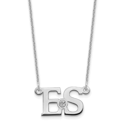 14K Weißgold Wg 2 Initials 14K/rhodiniert Zargenfassung Geburtsstein Halskette